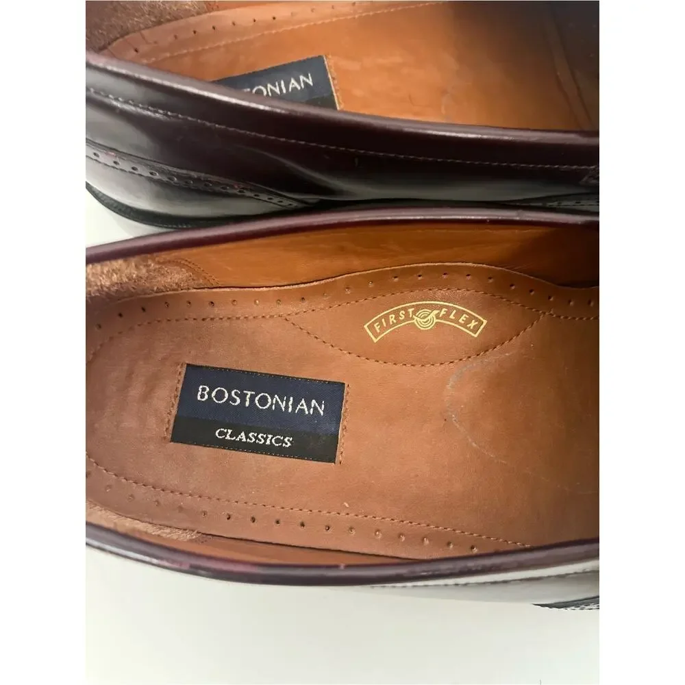Bostonian Classics Kiltie Tassel Wingtip Leather Loafers Mens 13 Oxblood Shoes